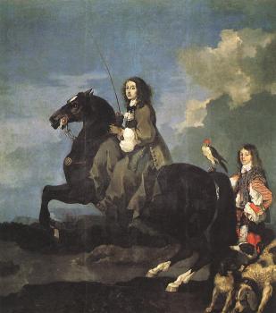 Sebastien Bourdon : Queen Christina of Sweden on Horseback
